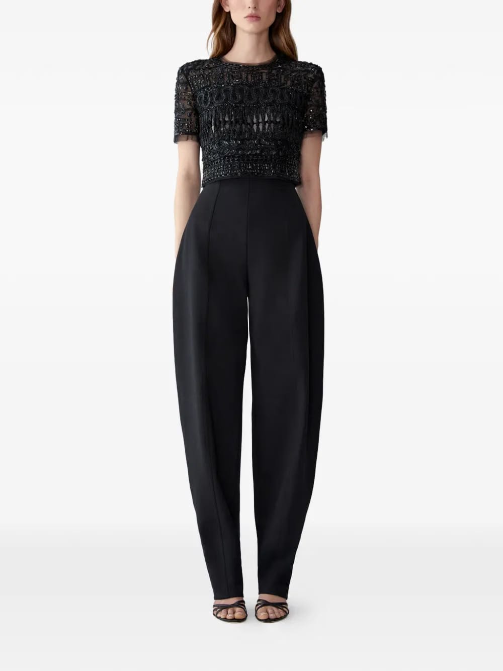embroidered tulle cropped top