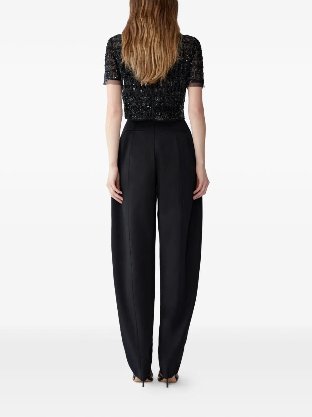 embroidered tulle cropped top