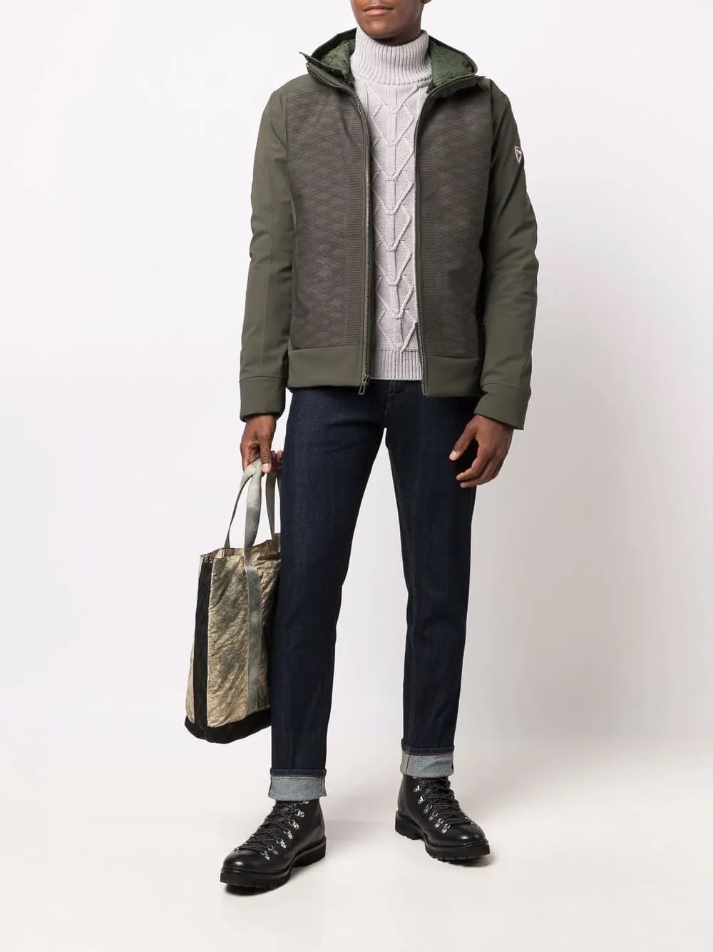 hooded panelled jacket