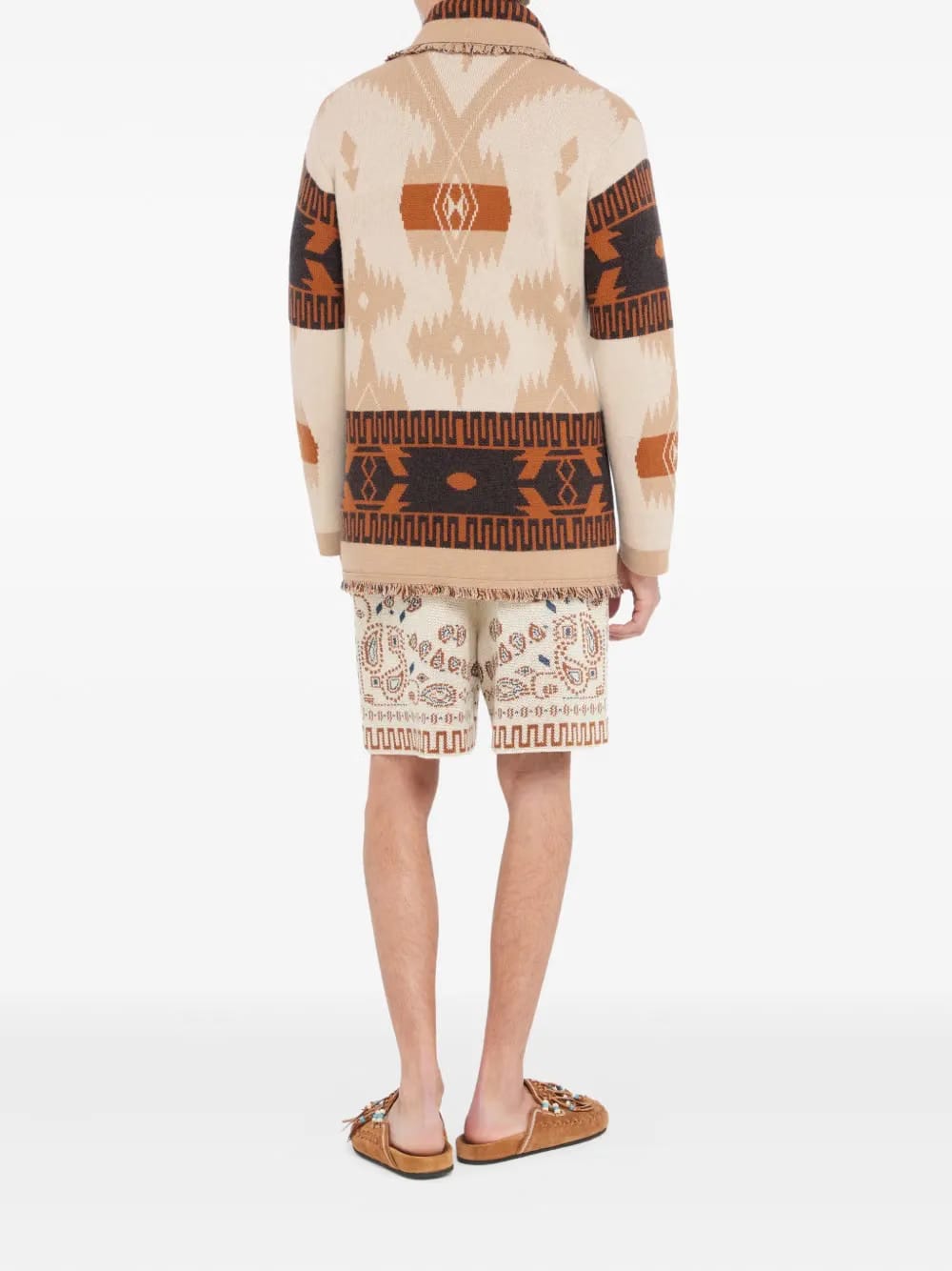 Icon jacquard fringed cardigan