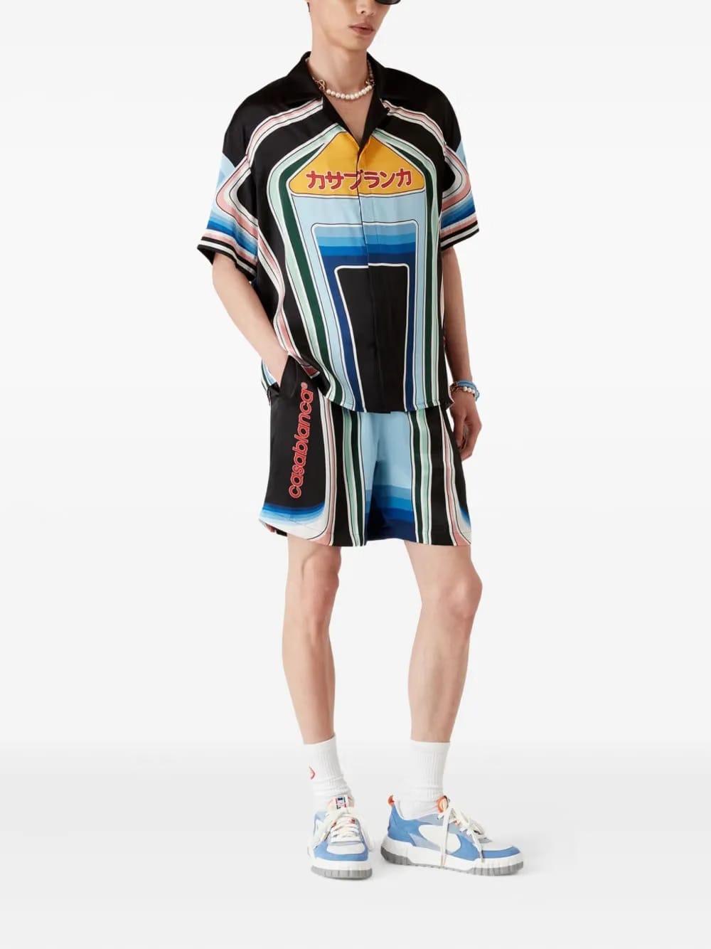 graphic mountain silk shorts