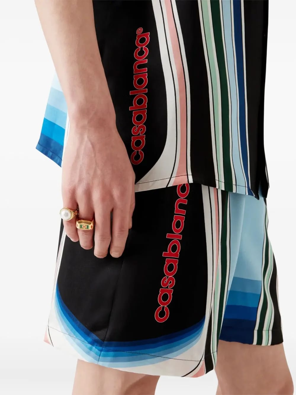 graphic mountain silk shorts