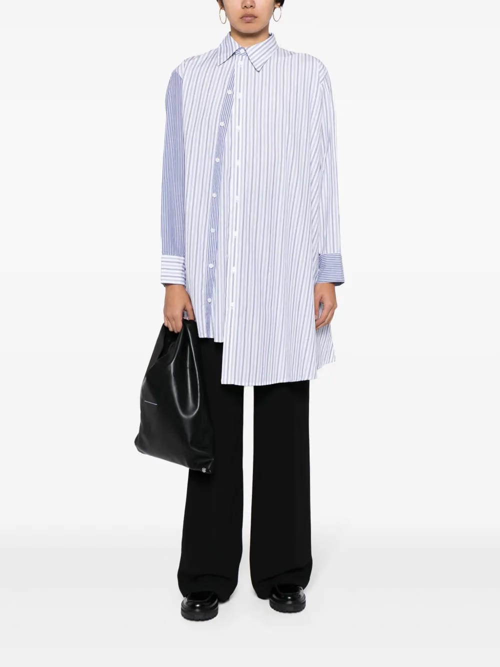 asymmetric striped cotton shirt