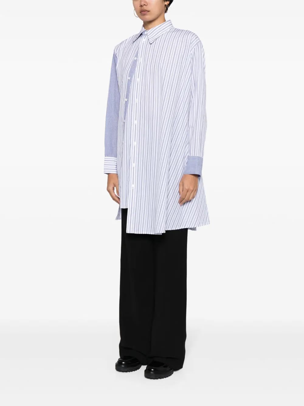 asymmetric striped cotton shirt