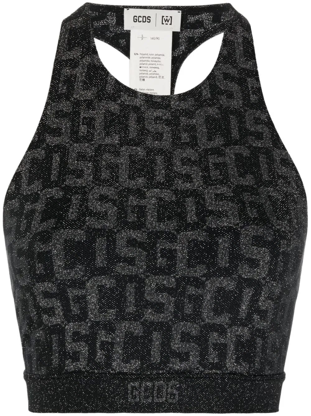 logo-print lurex cropped top