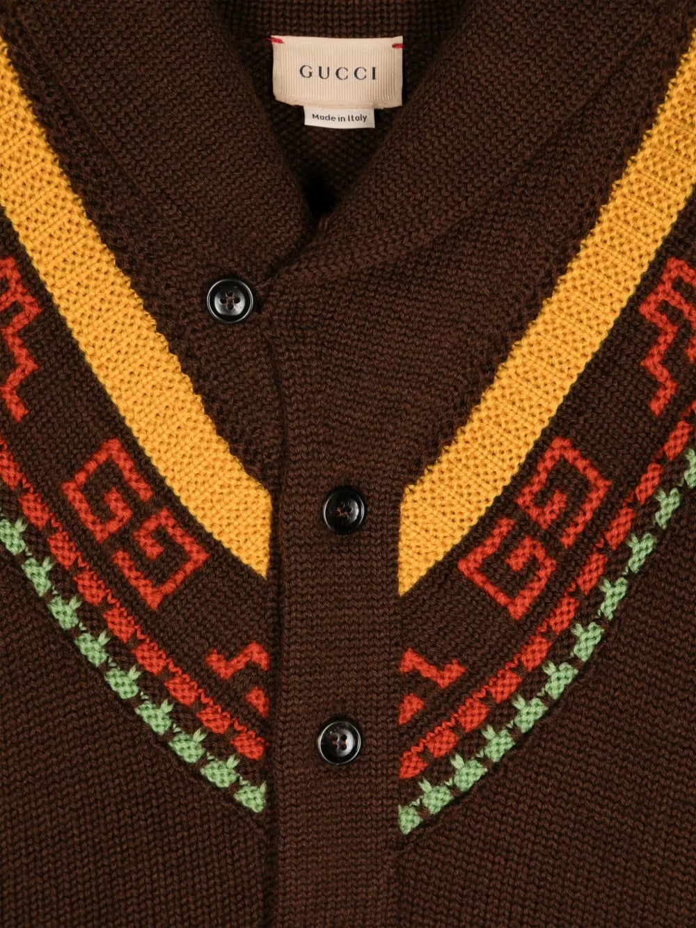 patterned intarsia-knit cardigan