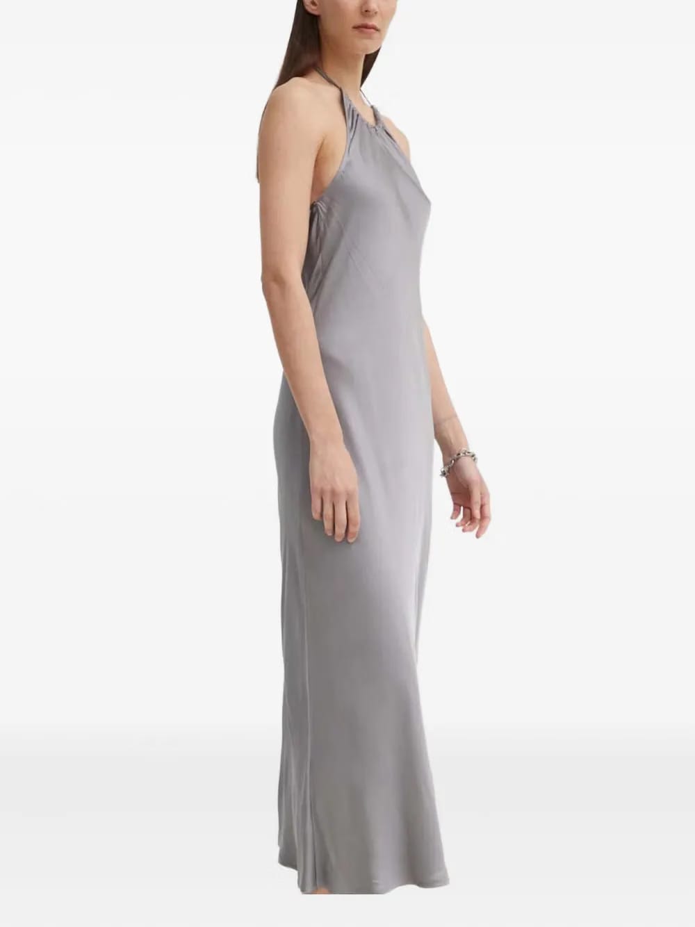 halterneck gathered dress