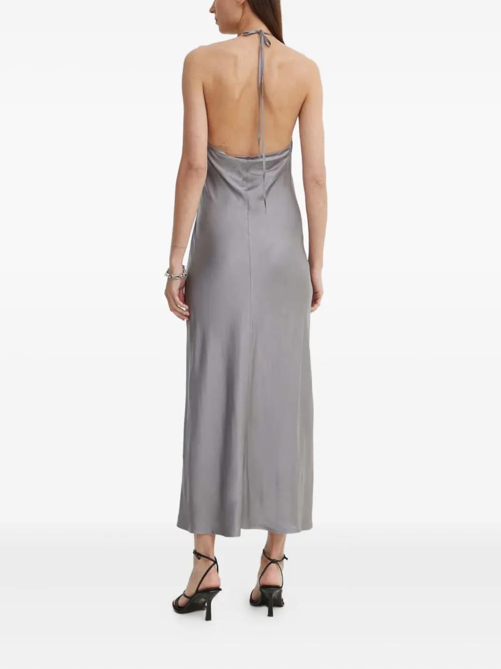 halterneck gathered dress