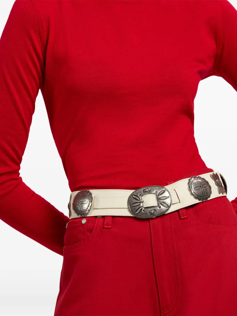 cast concho leather belt