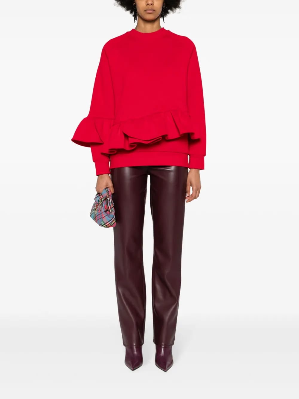 Cherry ruffle-trim sweatshirt