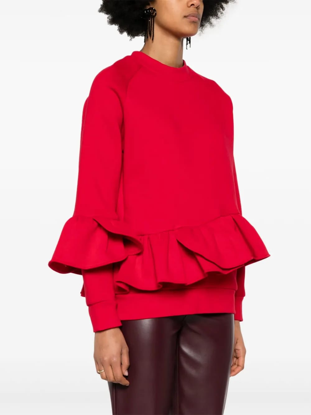 Cherry ruffle-trim sweatshirt