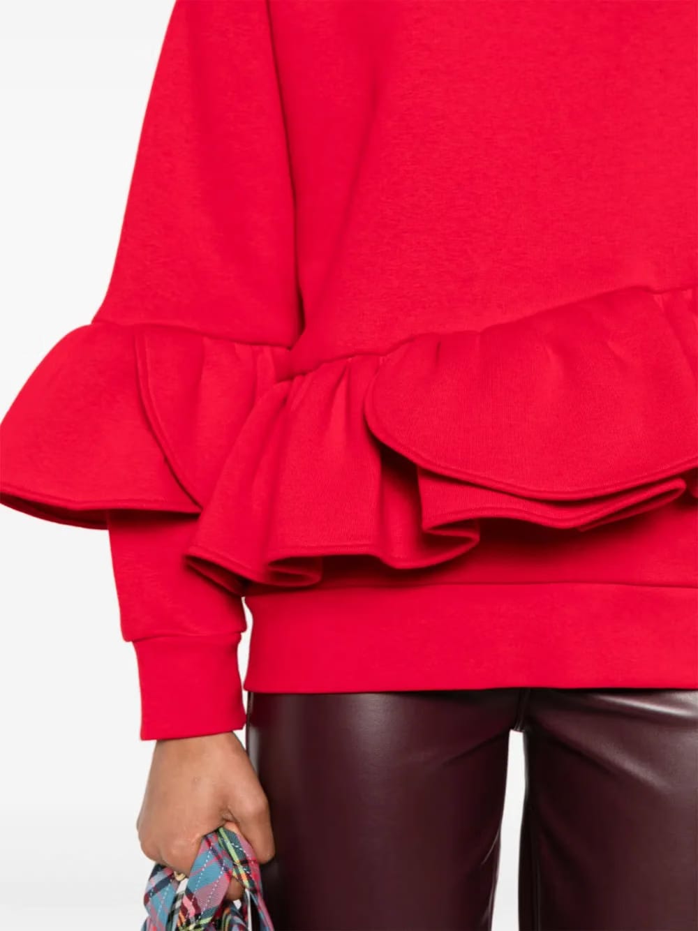 Cherry ruffle-trim sweatshirt