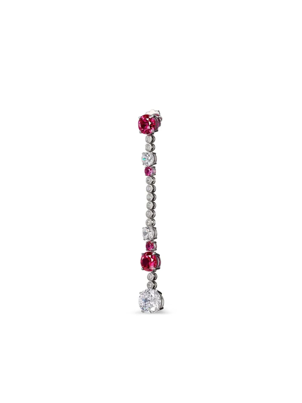 14kt white gold and rhodium vermeil Garden & Time Morse Code ruby and diamond earrings