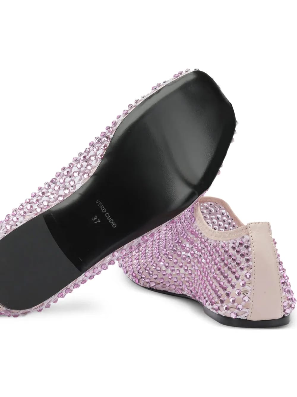 mesh embellished ballet flats