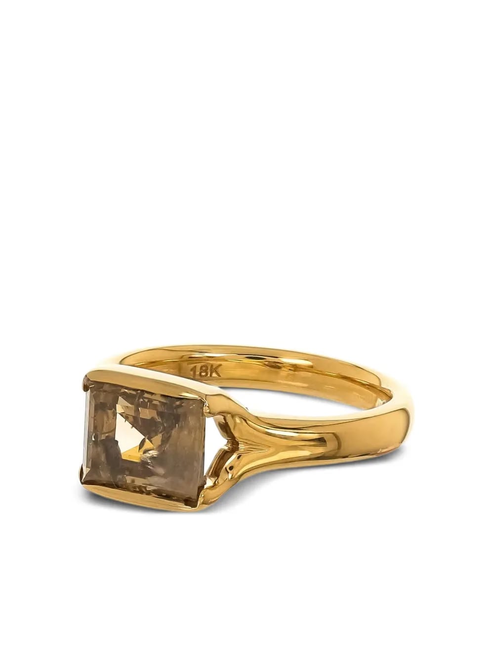 18K yellow gold The Stacker pink sapphire and diamond ring