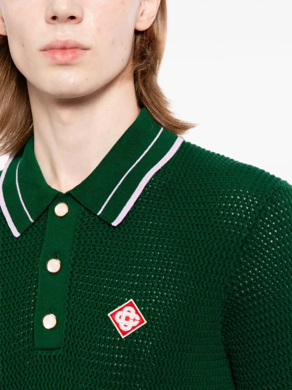 logo-patch buttoned polo shirt