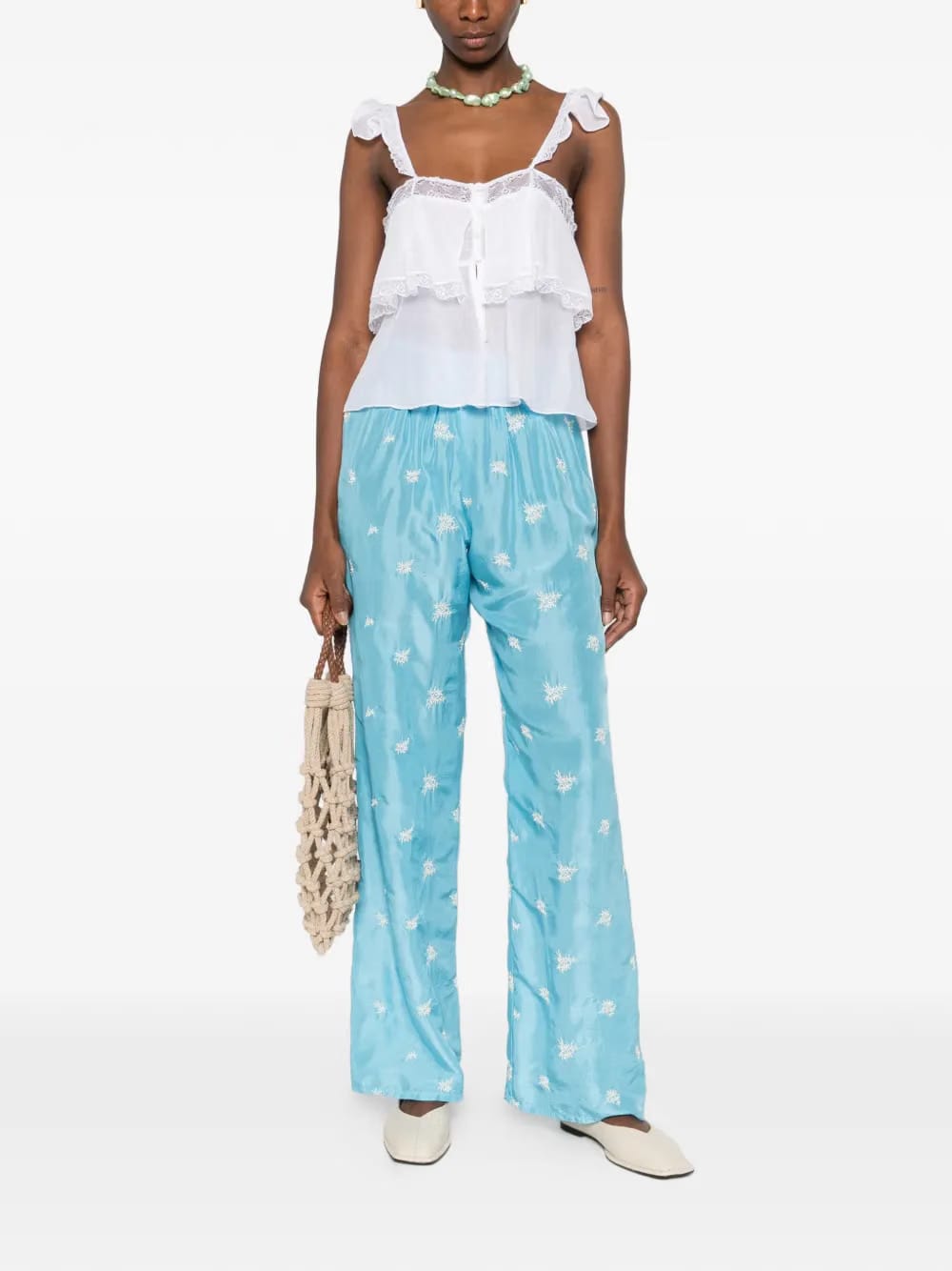 ruffle lace trim top