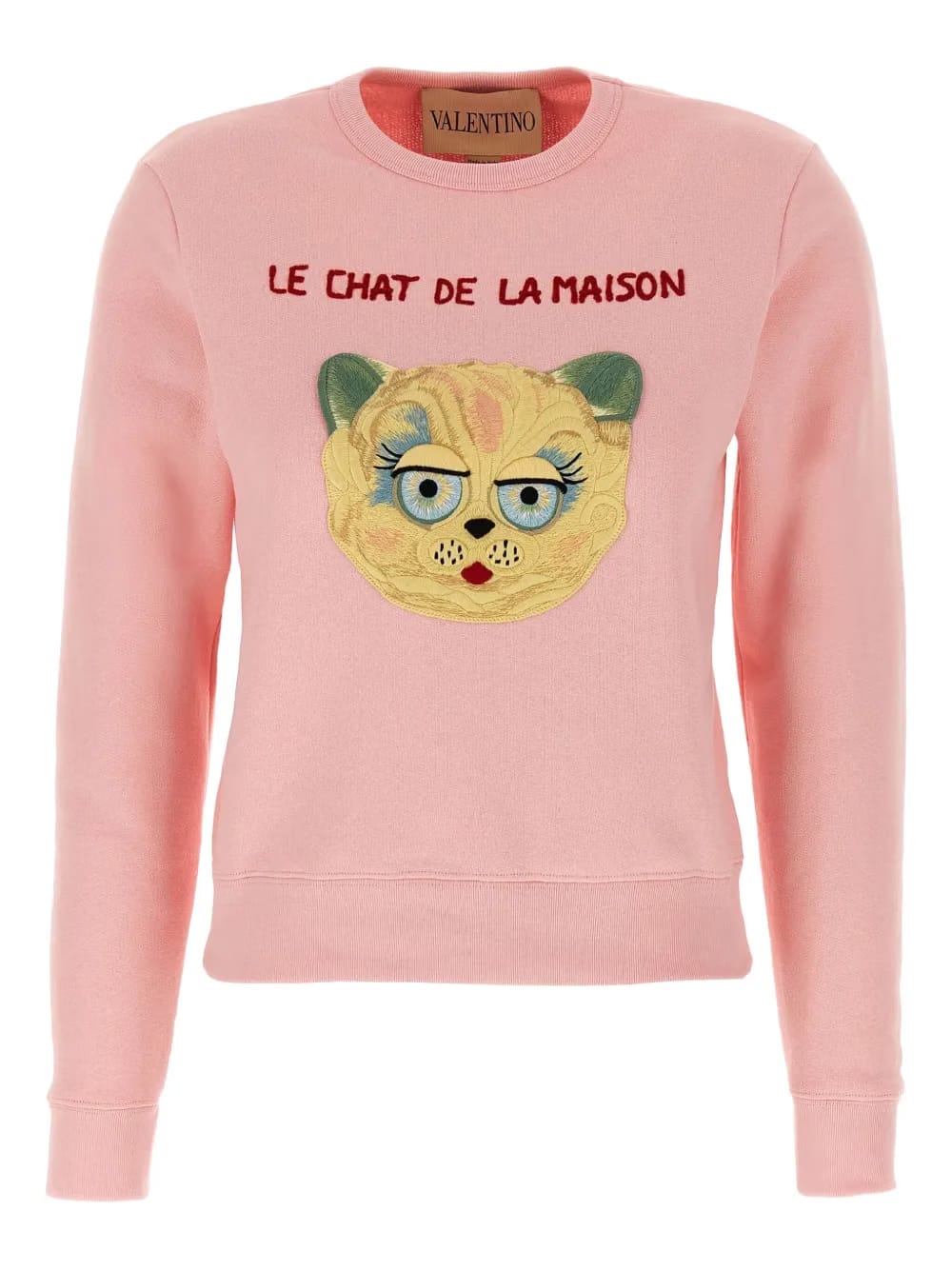 cat-embroidered sweatshirt