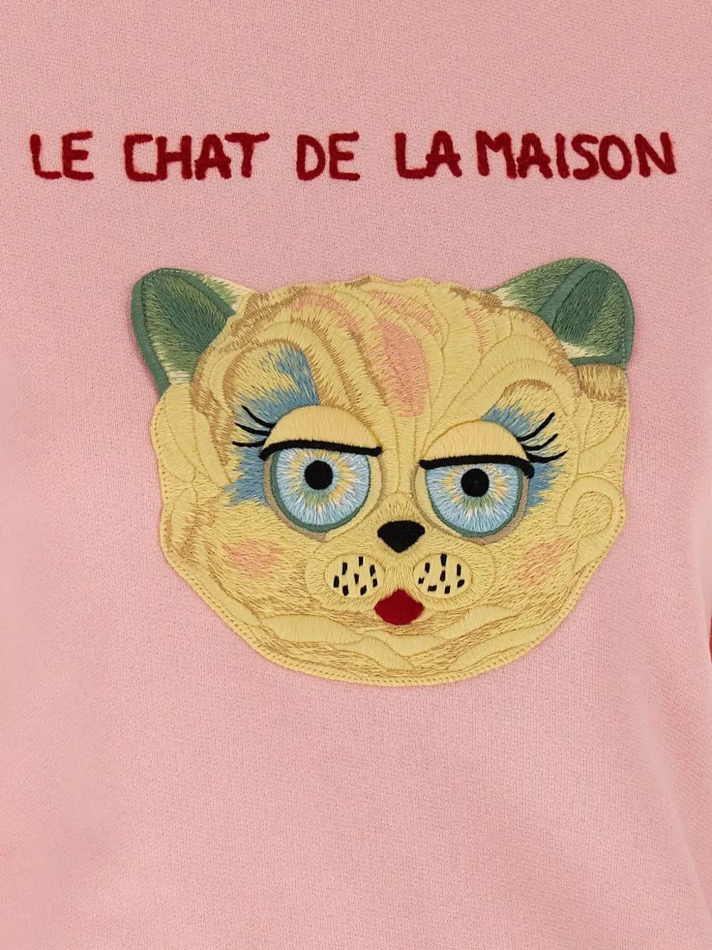 cat-embroidered sweatshirt