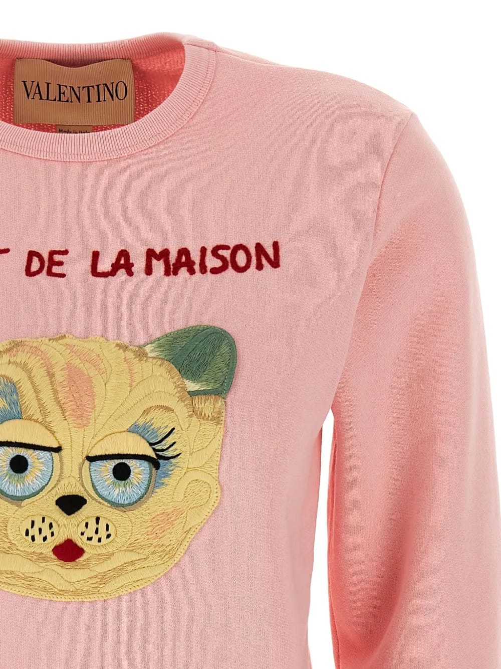 cat-embroidered sweatshirt