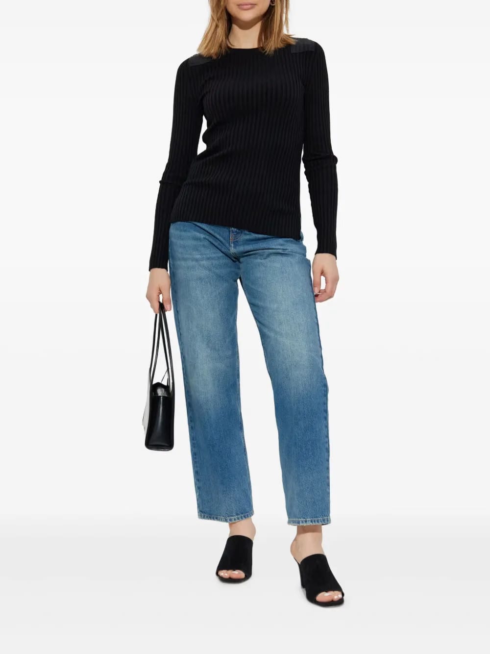 ribbed long-sleeve top