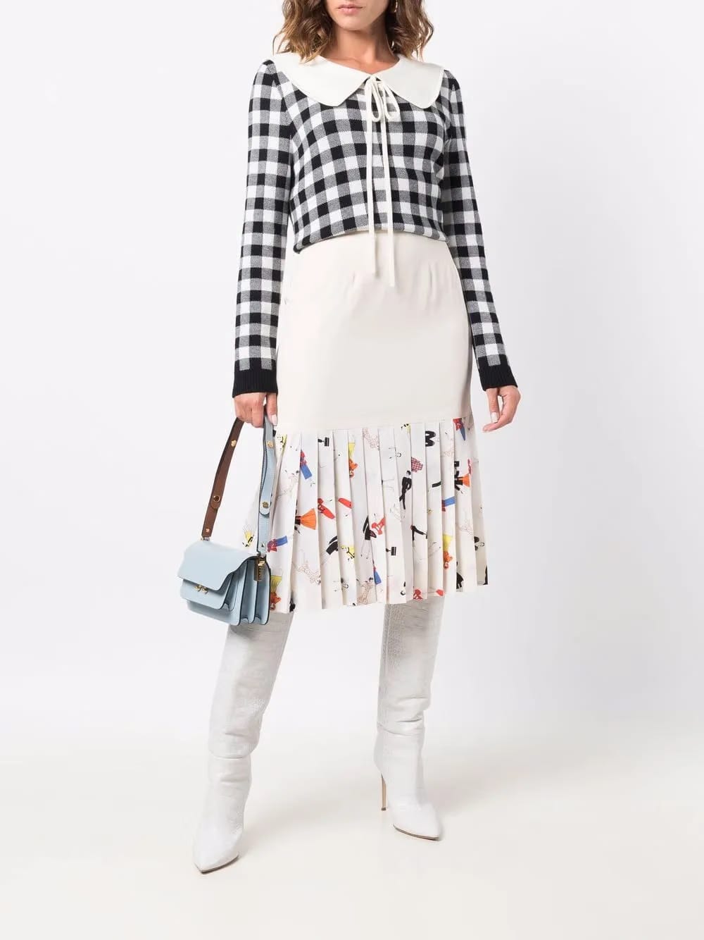 1990s Mademoiselle print pleated skirt