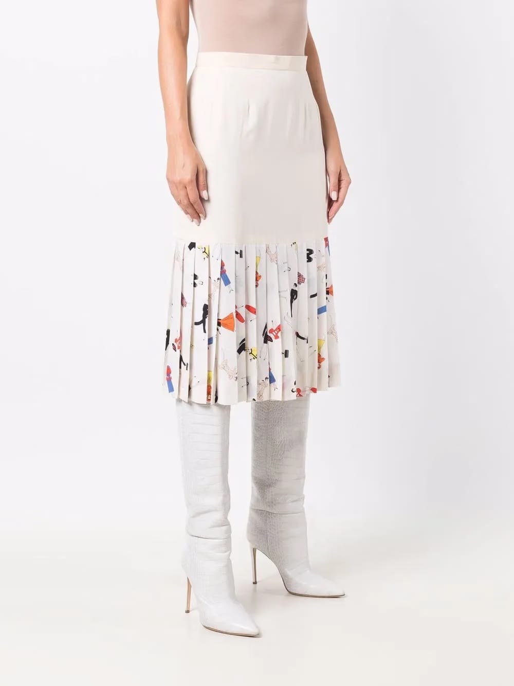 1990s Mademoiselle print pleated skirt