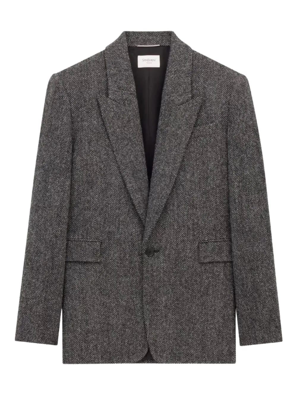 herringbone-pattern wool blazer