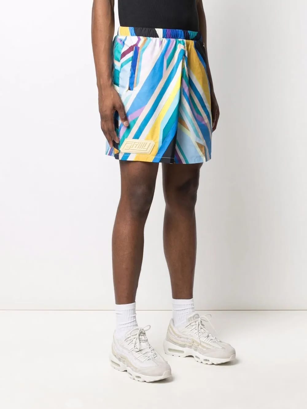 stripe-print high-waisted shorts