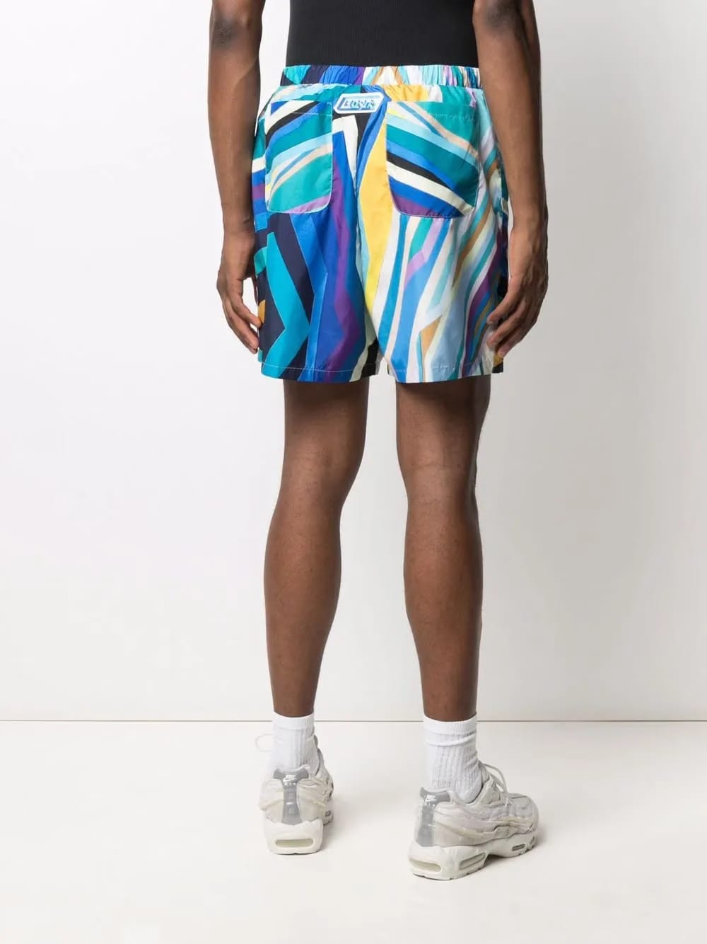 stripe-print high-waisted shorts
