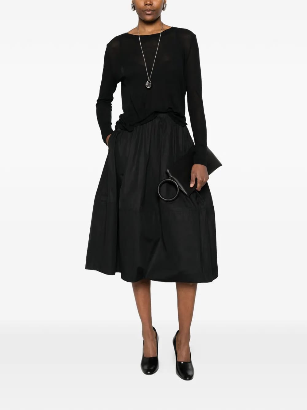 Bubble A-line midi skirt