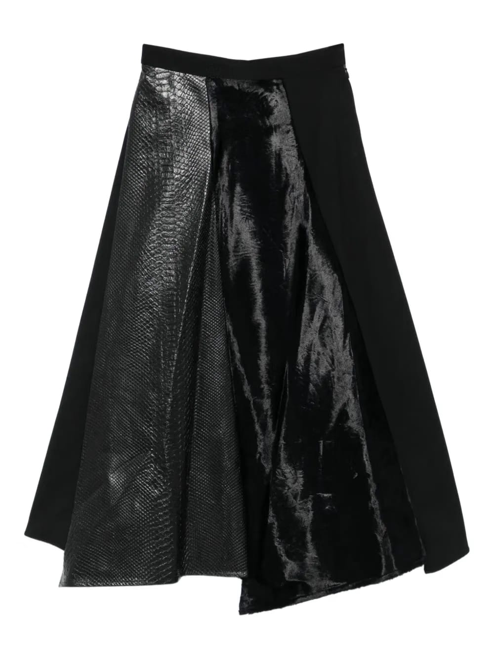 snakeskin-velvet panel skirt