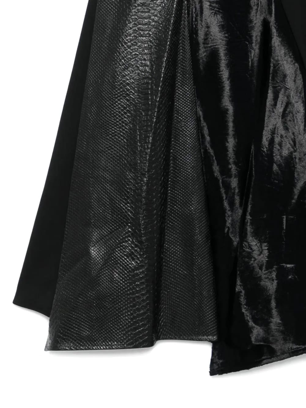 snakeskin-velvet panel skirt