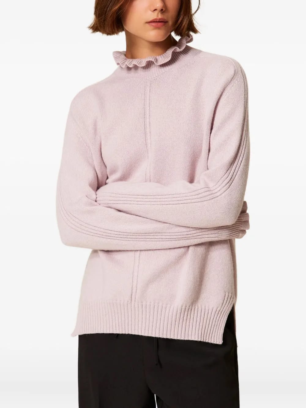 ruffled high-neck sweater