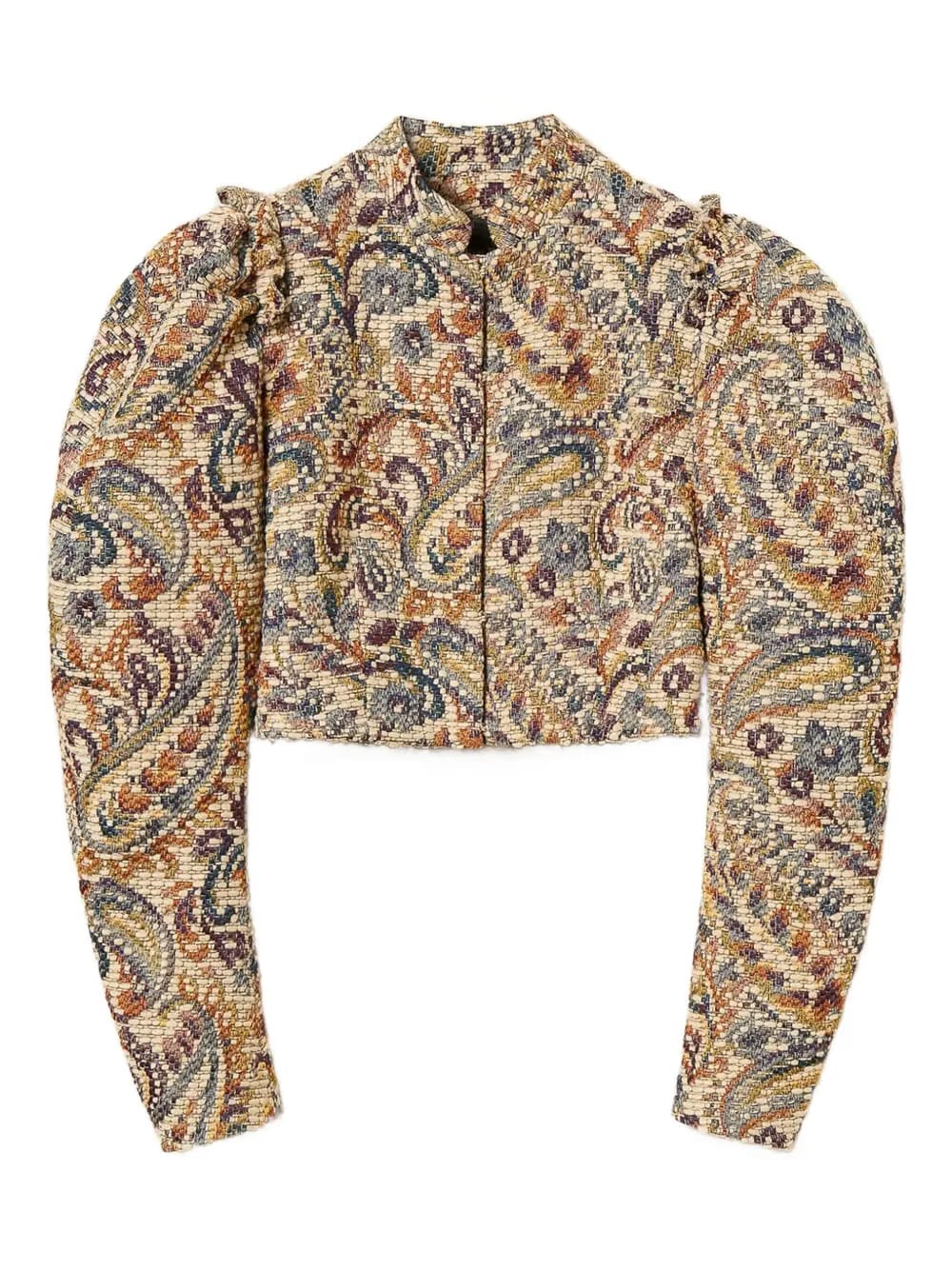 paisley puff-sleeve jacket