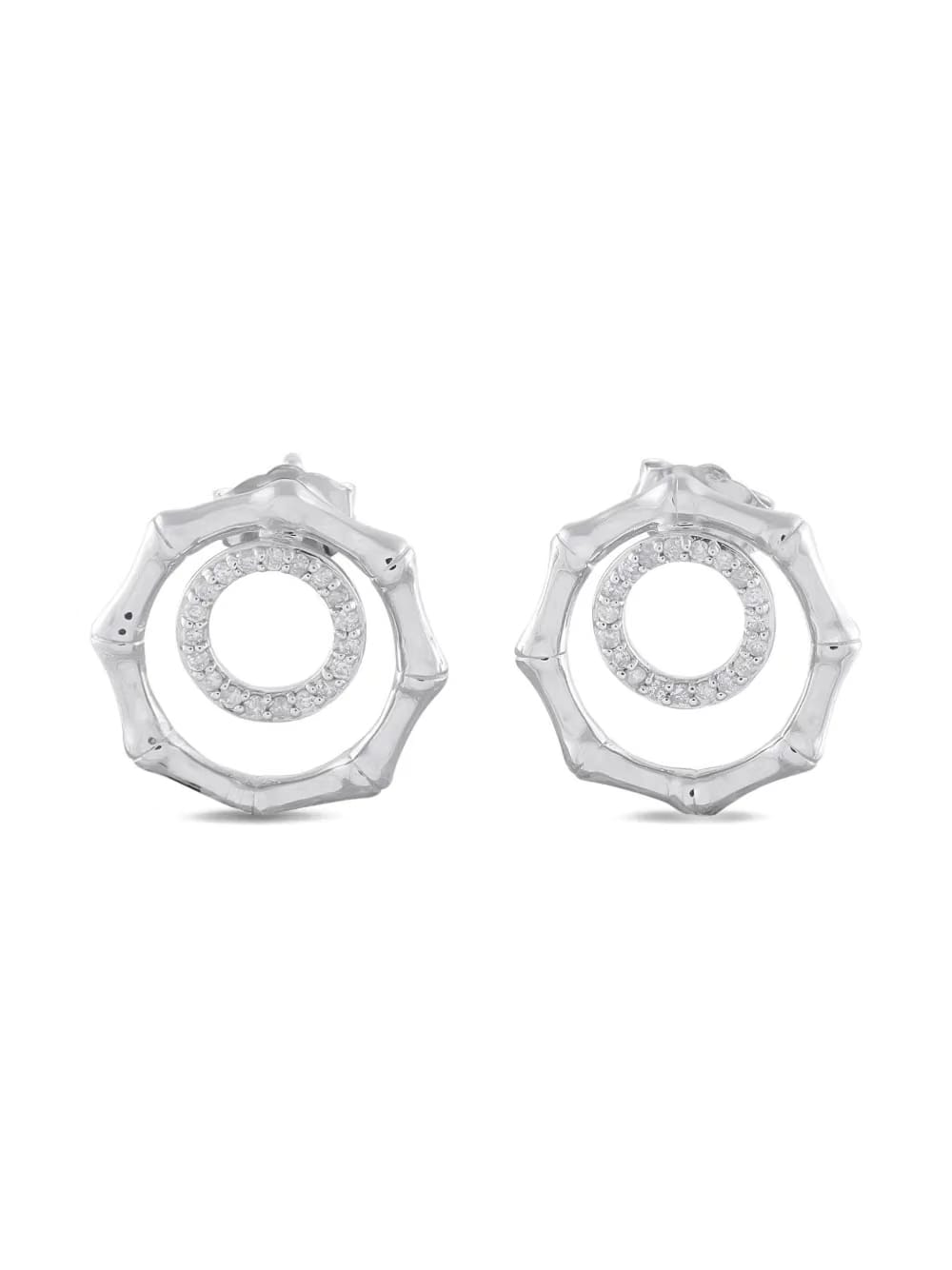 14K white gold diamond geometric earrings