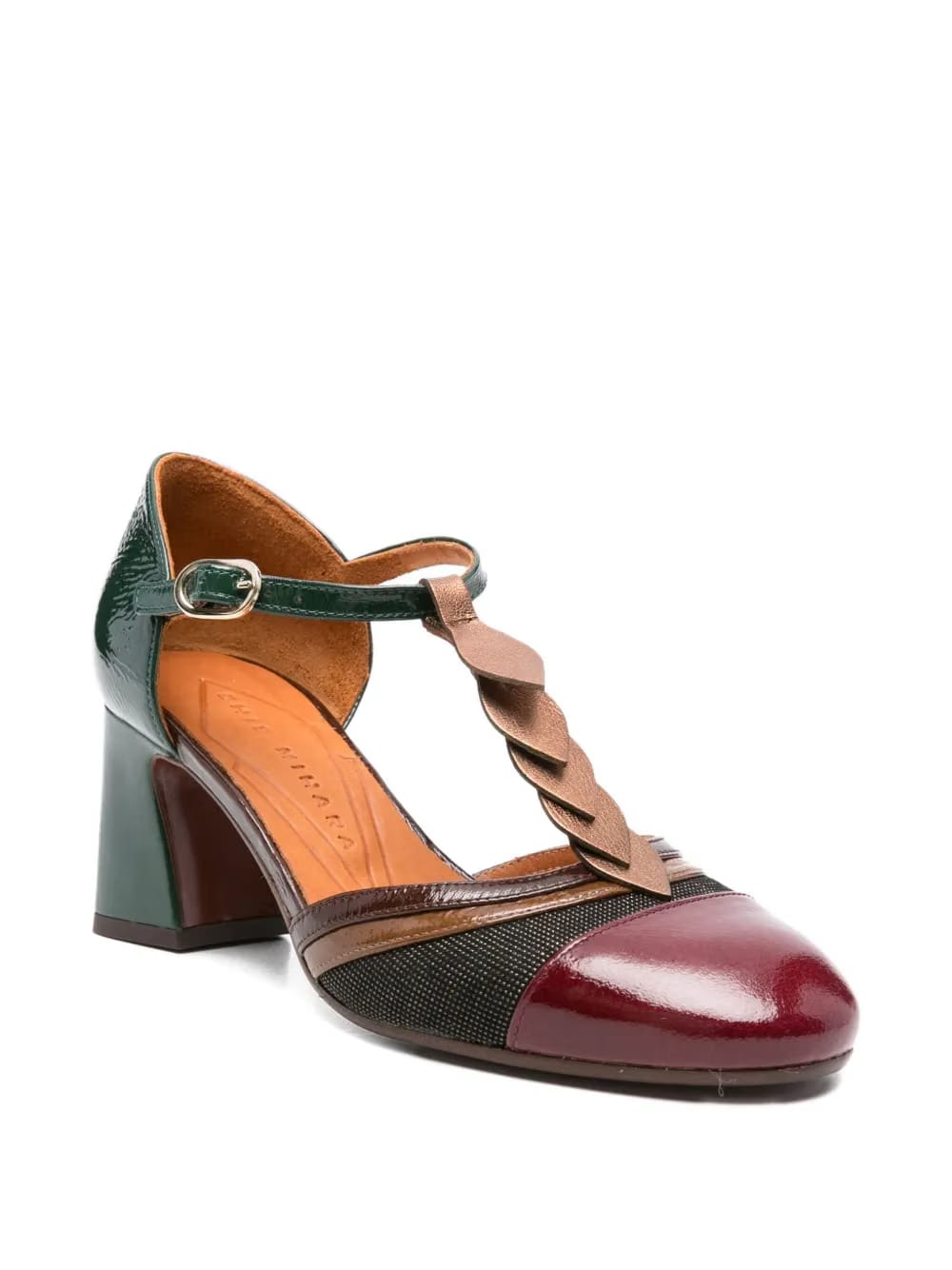 70mm t-bar block-heel pumps