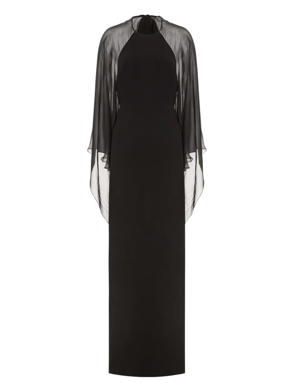 chiffon cape gown