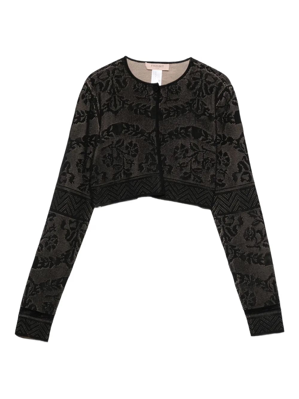 floral-pattern cropped cardigan