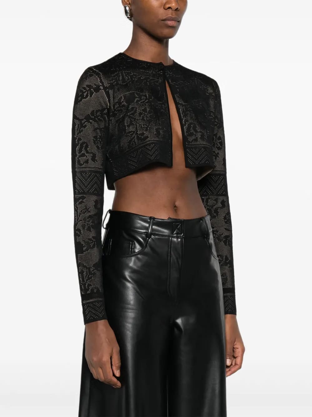 floral-pattern cropped cardigan