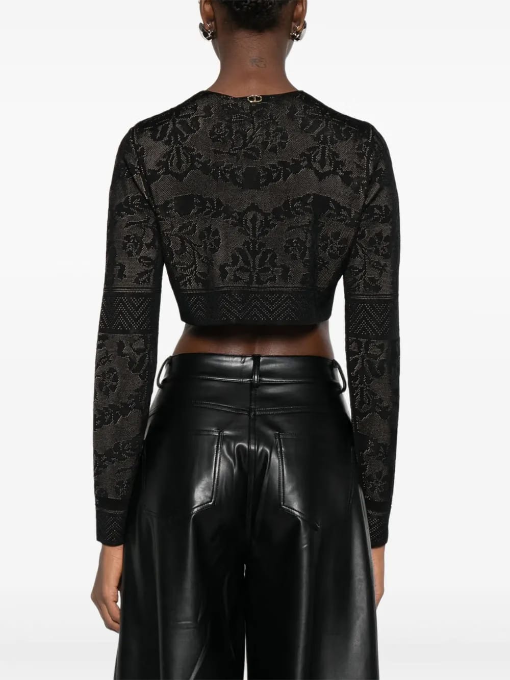 floral-pattern cropped cardigan