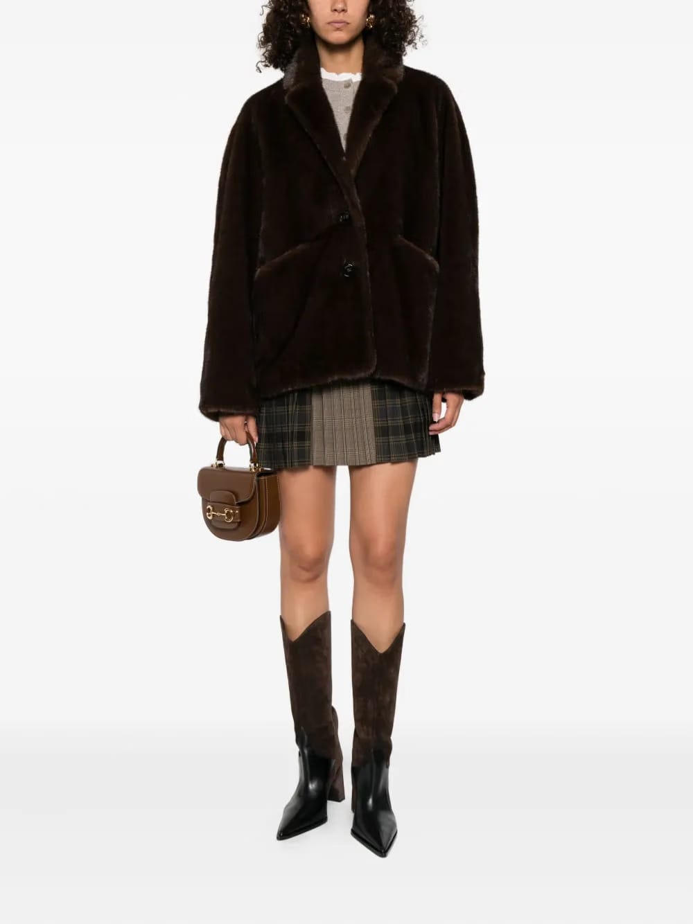 brown buttoned coat