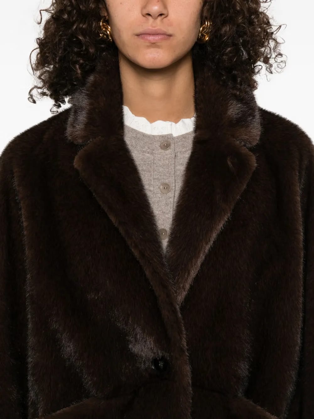 brown buttoned coat