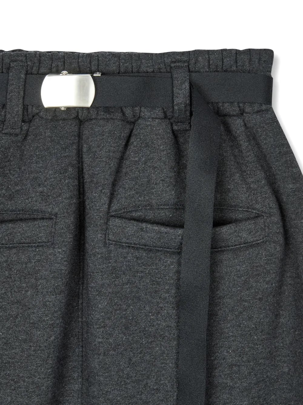 belted french-terry trousers