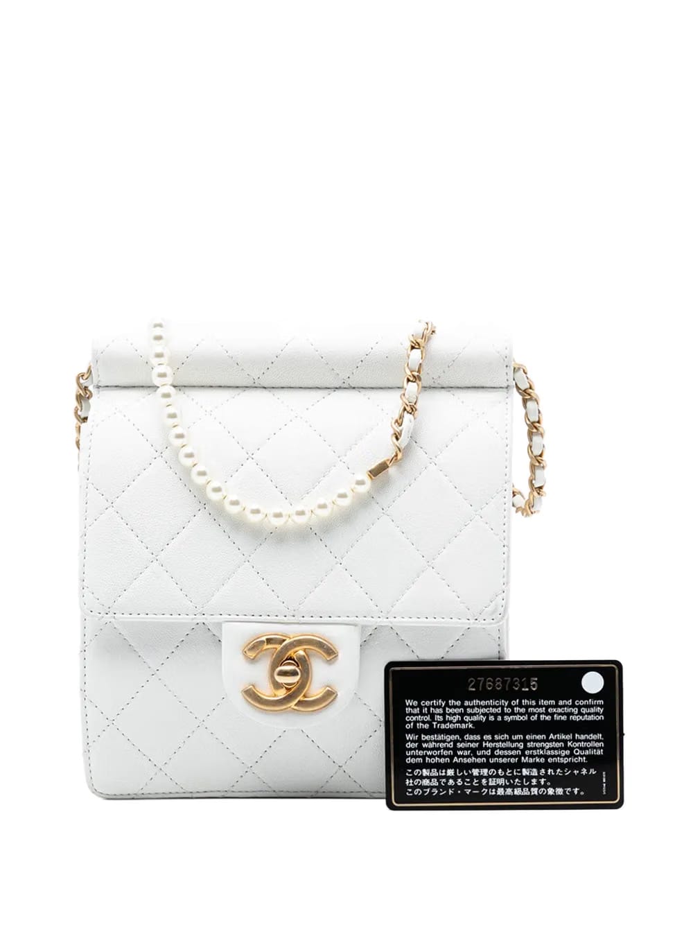 2019 Small Quilted Lambskin Chic Pearls Flap crossbody bag