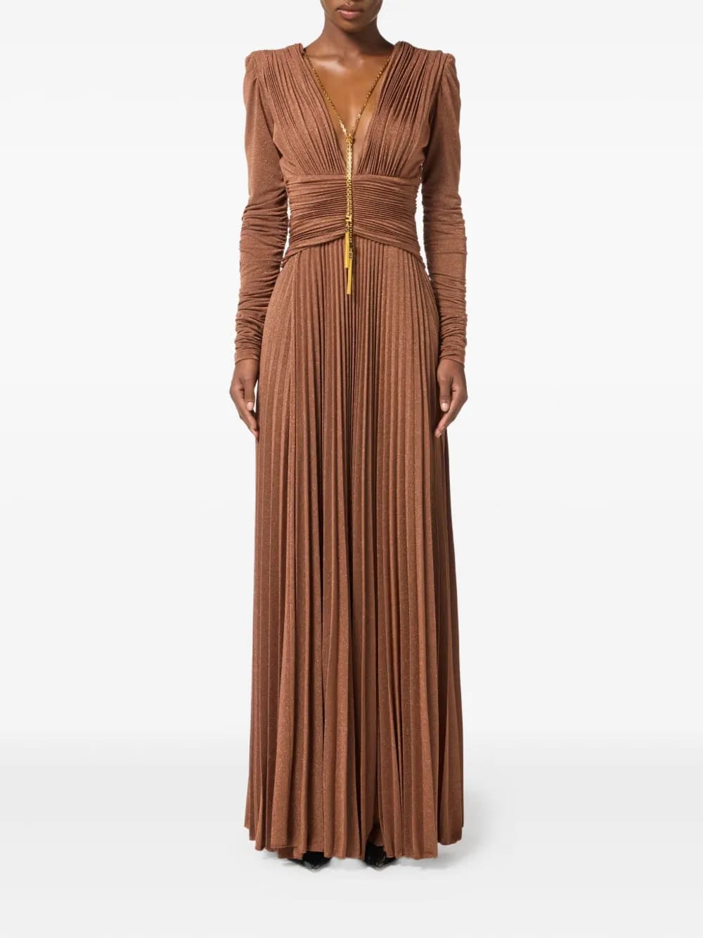 pleated maxi dress