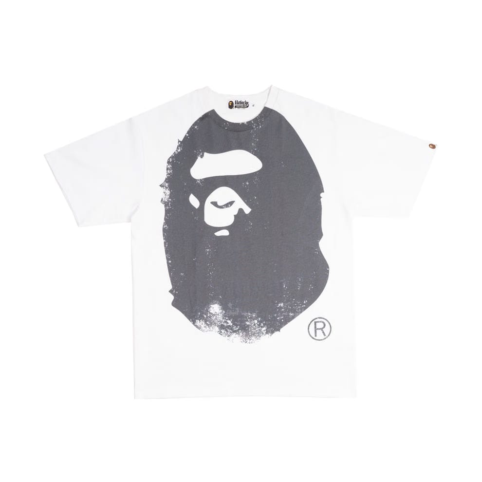 Bape Mens Overprinted Ape Head T-Shirt
