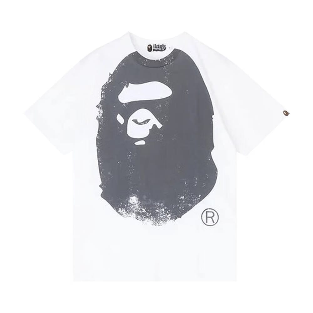 Bape Mens Overprinted Ape Head T-Shirt