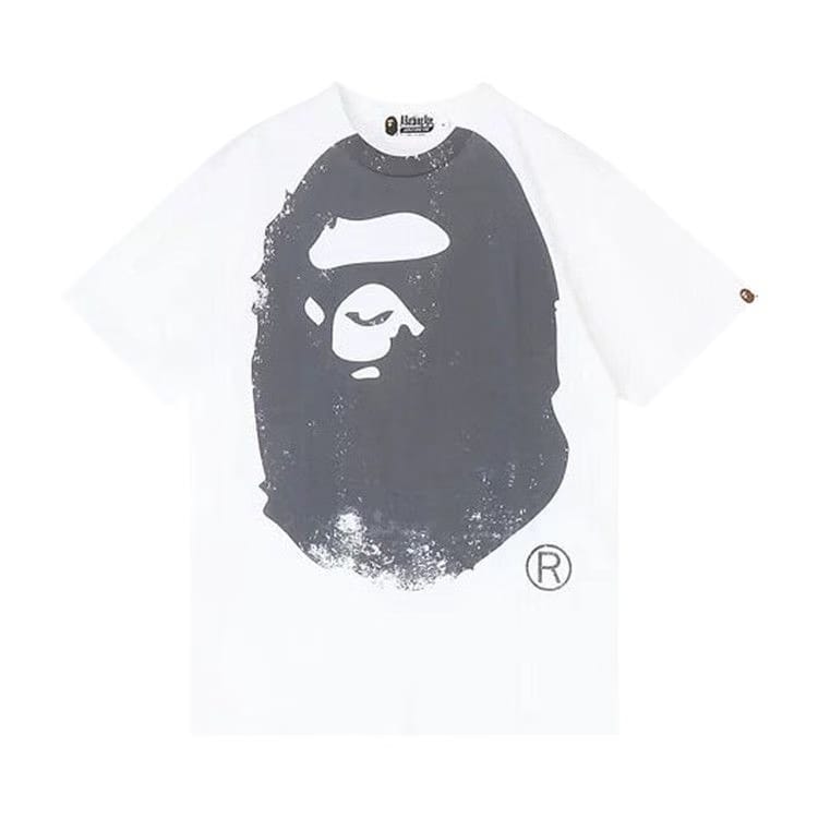 Bape Mens Overprinted Ape Head T-Shirt