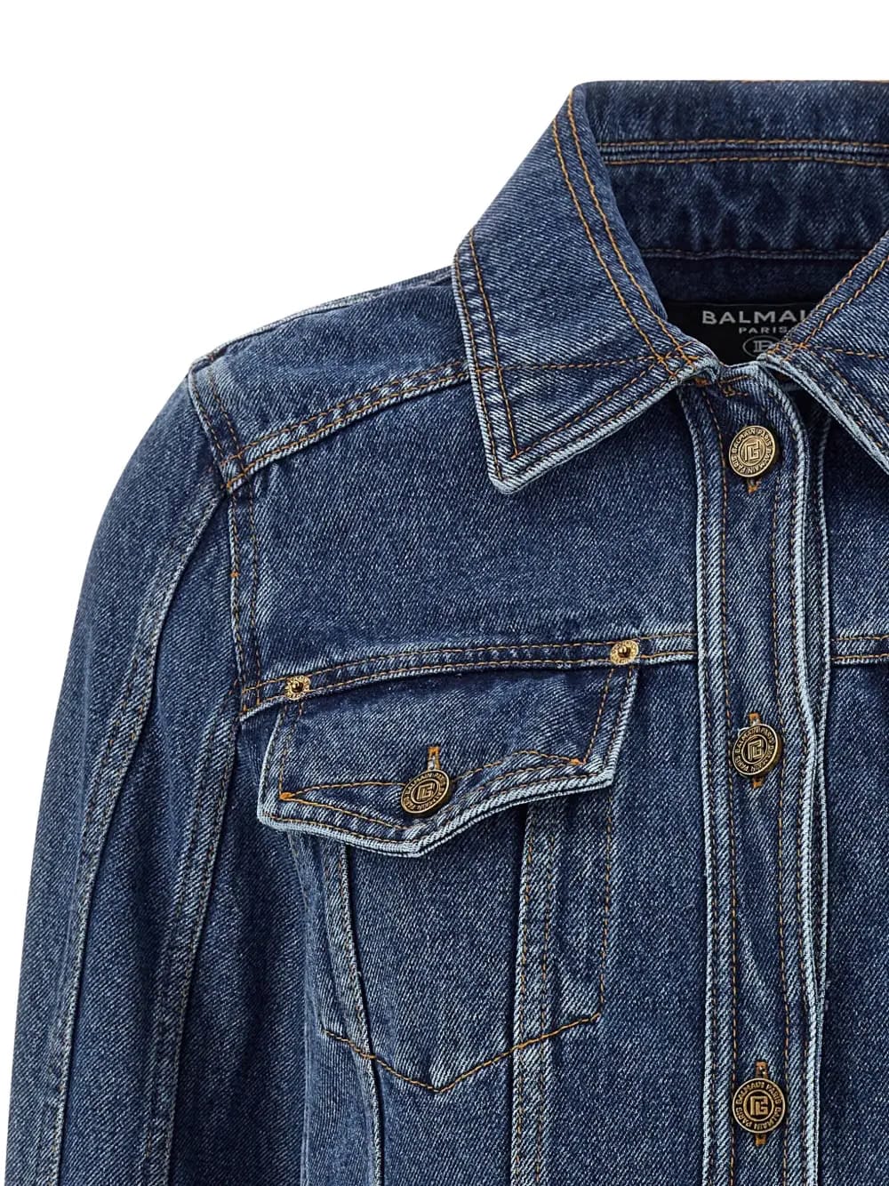 buttoned cropped denim jacket